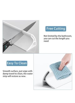 OMEVE 100cm Shower Threshold Water Dam Curved Groove Collapsible Water Stopper Barrier Water Shower Guard Threshold Seal Strip Self Adhesive Suitable for Bathroom and Kitchen  - Image 4