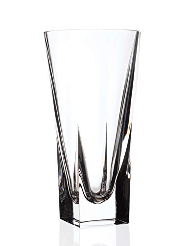 مزهرية بارسكي زجاج كريستال 12 سم للزهور والورود قاعدة مربعة وفتحة دائرية مصنوعة في أوروبا