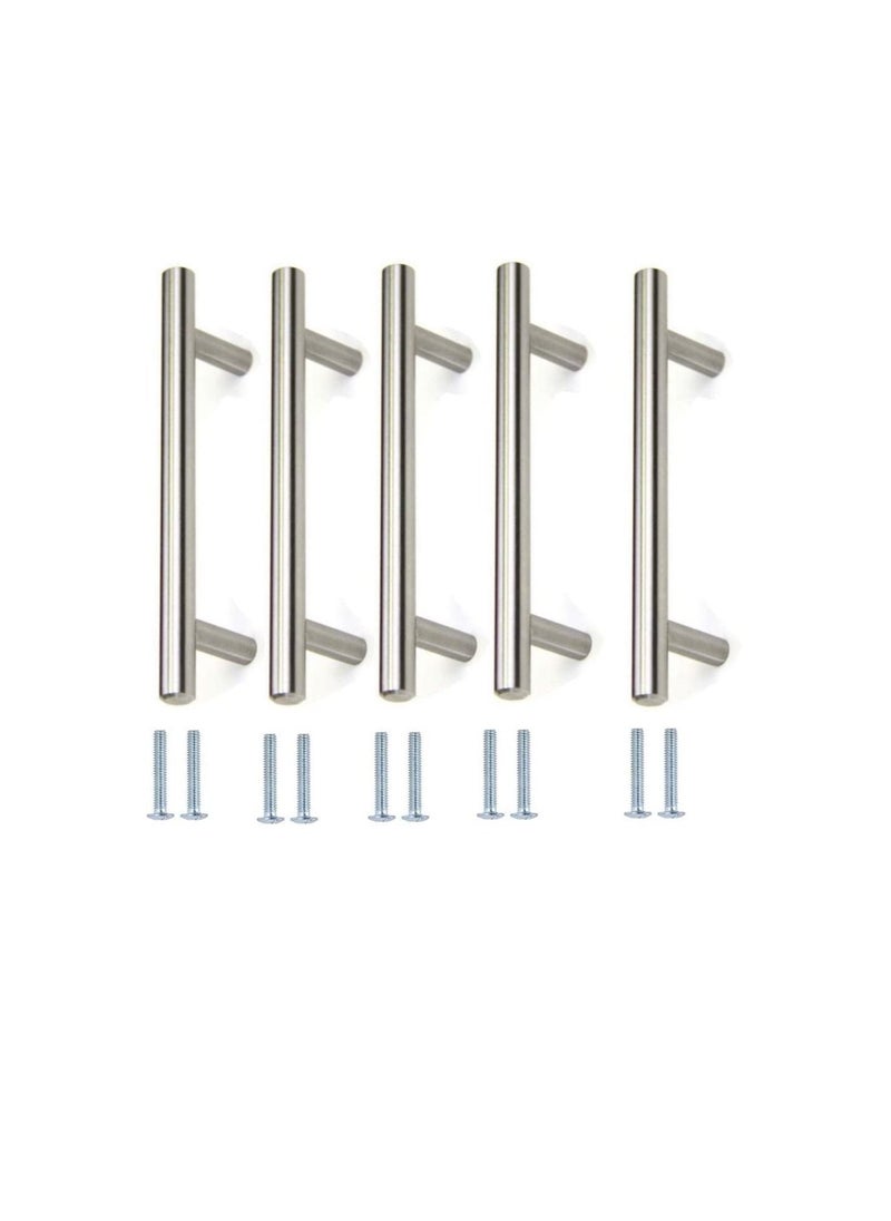 ROBUSTLINE Robustline Stainless Steel Kitchen Cabinet Drawer T-Bar Cabinet & Furniture Pull Cabinet Door Handles and Pulls Cabinet Knobs Brushed Nickel (10 x Hole Size 6.3 CM)  - Image 1