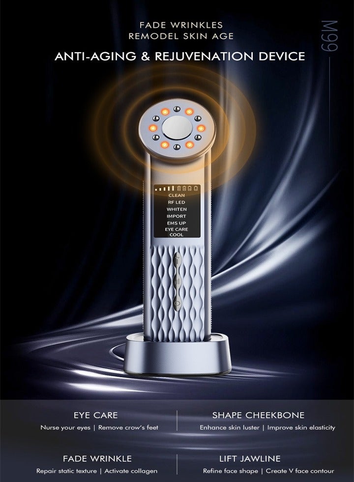 M99 seven modes ultrasonic ice beauty instrument, therapy LED, face lifting, color light vibration massage introduction instrument - Image 2