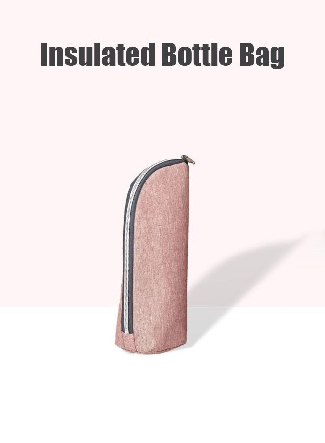 Hanayo 3-Piece Set Baby Diaper Bag Backpack Portable Changing Mat Insulated Bottle Bag Multifunction Mommy Bag with Stroller Strap Multifunctional Backpack for Mom Dad Travel Daily Use(Pink) - Image 3