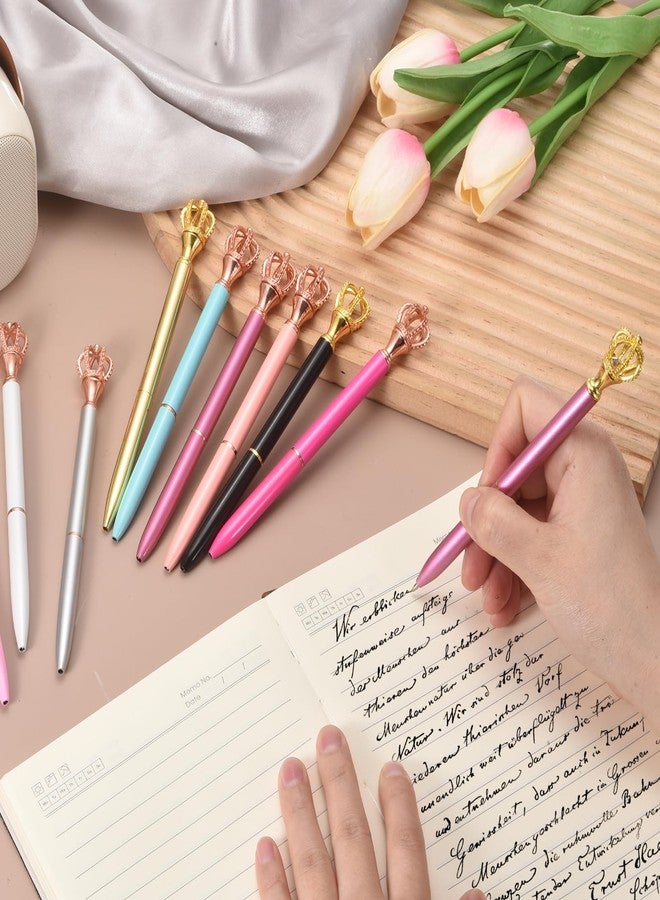 PATIKIL Crown Ballpoint Pen, 4Pcs Sparkling Bling Metal Pen with Crown Top Elegant 1.0mm Black Ink Ballpoint Refillable for Office Business Wedding Party Birthday Gift Matte Pink/Rose Gold - Image 4