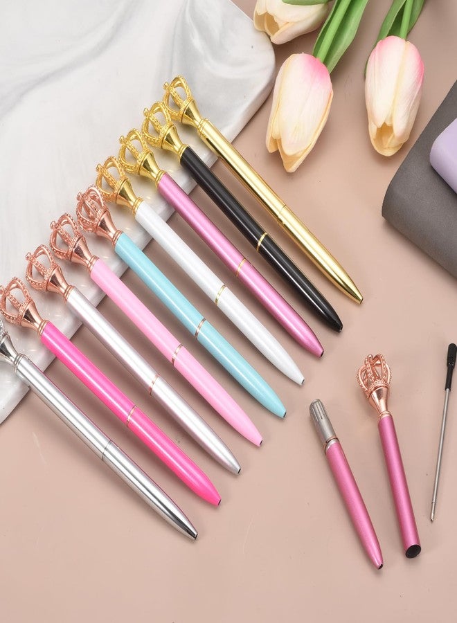 PATIKIL Crown Ballpoint Pen, 4Pcs Sparkling Bling Metal Pen with Crown Top Elegant 1.0mm Black Ink Ballpoint Refillable for Office Business Wedding Party Birthday Gift Matte Pink/Rose Gold - Image 5