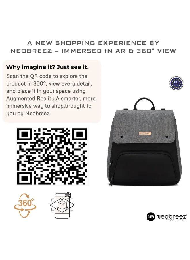 neobreez ZORI Multifunction Baby Diaper Bag Backpack Nappy Changing Travel Bag, Diaper Tote BagWater-Resistant Large Capacity 7-Pcs Set W/Changing Mat, Trolley Sleeve, Insulated Pockets, Diaper Bag For Mom&Dad