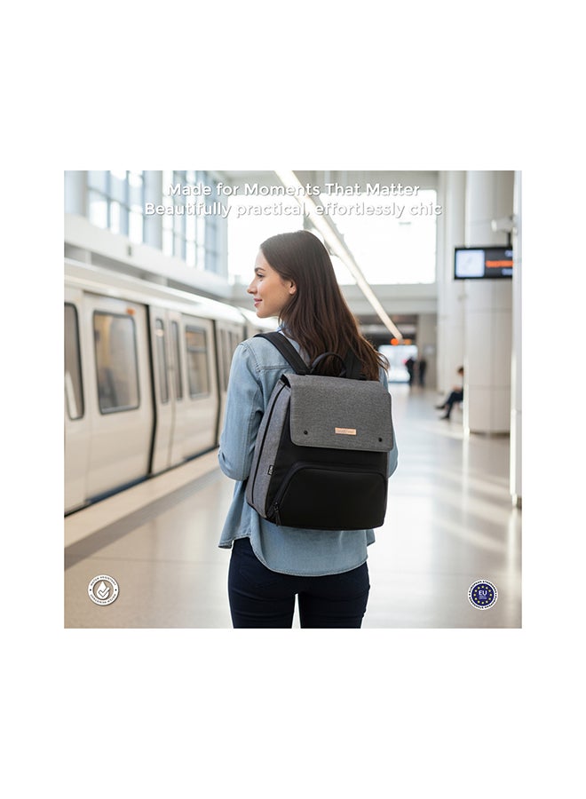 نيوبريز حقيبة حفاضات للأطفال متعددة الوظائف من زوري، حقيبة سفر لتغيير الحفاضات، حقيبة حمل حفاضات بسعة كبيرة مقاومة للماء، طقم من  قطع مع مرتبة تغيير، جيب عربة، جيوب معزولة، حقيبة حفاضات للأم والأب - Image 5