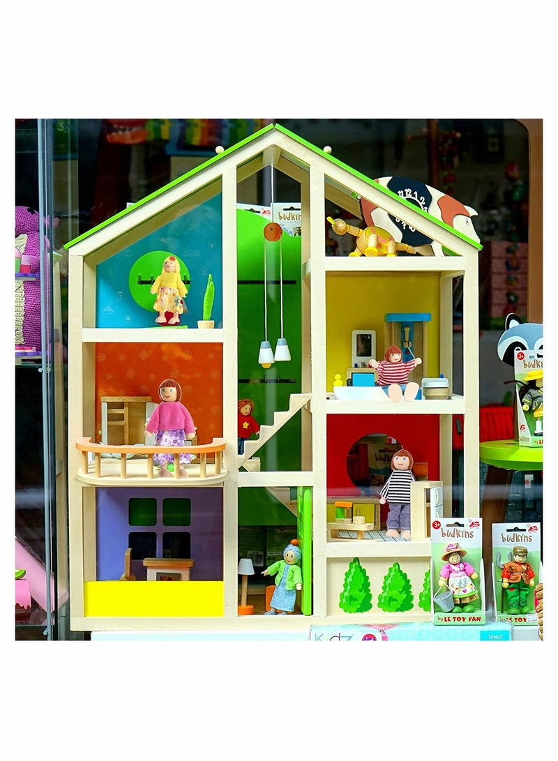 SYOSI 4 قطعة بيت الدمية الخشبية مجموعة الأسرة التظاهر شخصيات اللعب اكسسوارات جميلة عائلة سعيدة مصغرة دمى Playsets دمية الناس أرقام للأطفال الفتيات - Image 5