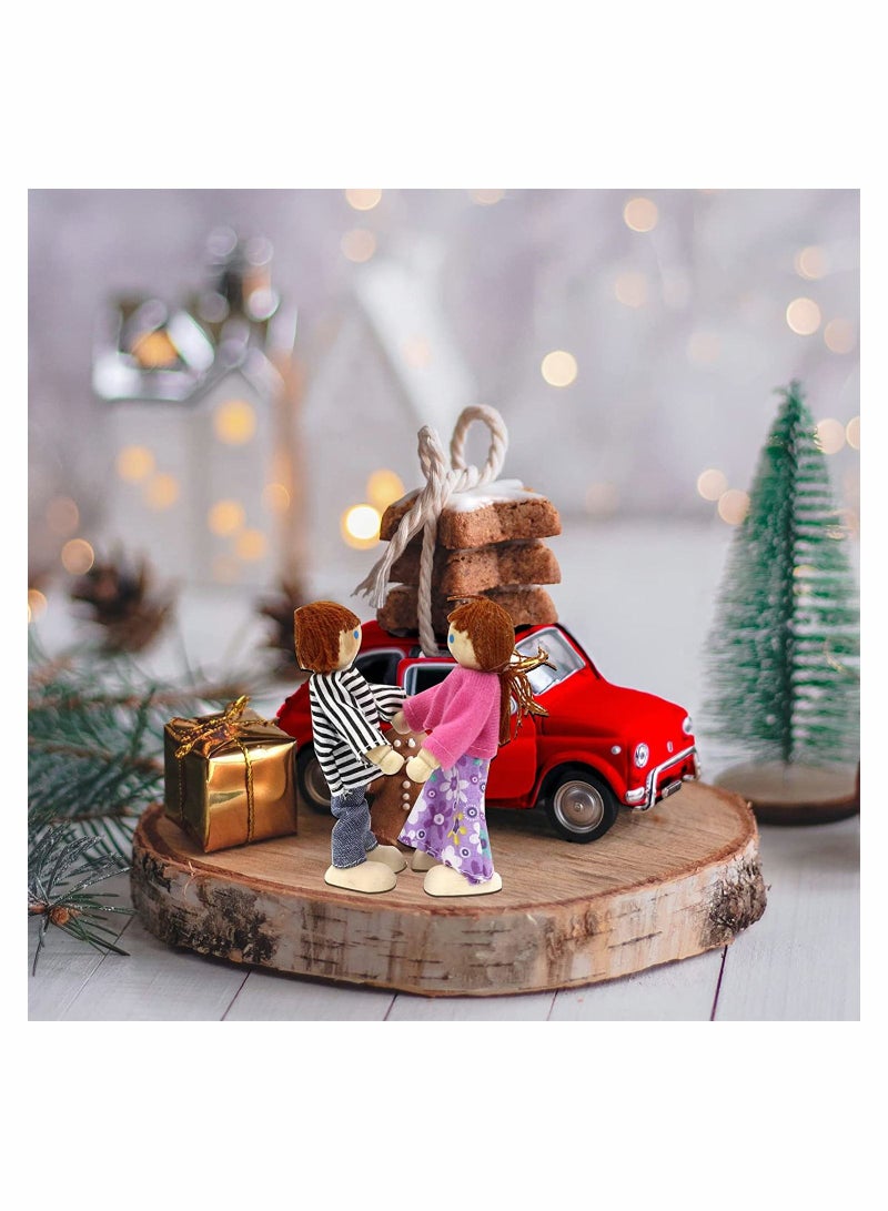 SYOSI 4 قطعة بيت الدمية الخشبية مجموعة الأسرة التظاهر شخصيات اللعب اكسسوارات جميلة عائلة سعيدة مصغرة دمى Playsets دمية الناس أرقام للأطفال الفتيات - Image 4