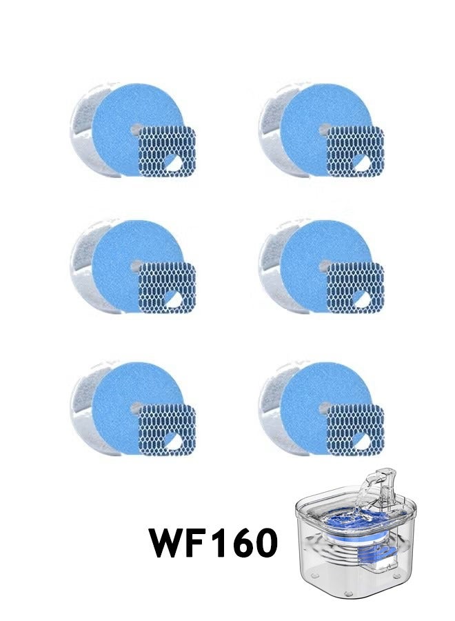LAPET 6 Packs Cat Water Fountain Filters for WF160 Filter Element Replacement Activated Carbon Filter for Pet Automatic Drinking Feeder Accessories - Image 1