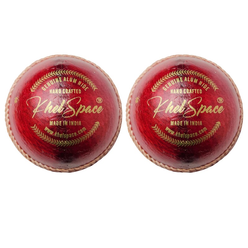KHELSPACE KS-20 4 Piece Leather Cricket Ball Red | Hand-Stitched Professional Grade | Durable for Test, ODI, T20 & Practice Matches | Swing & Seam Optimized | Premium Shine |Pack of 2 Cricket Balls - Image 3