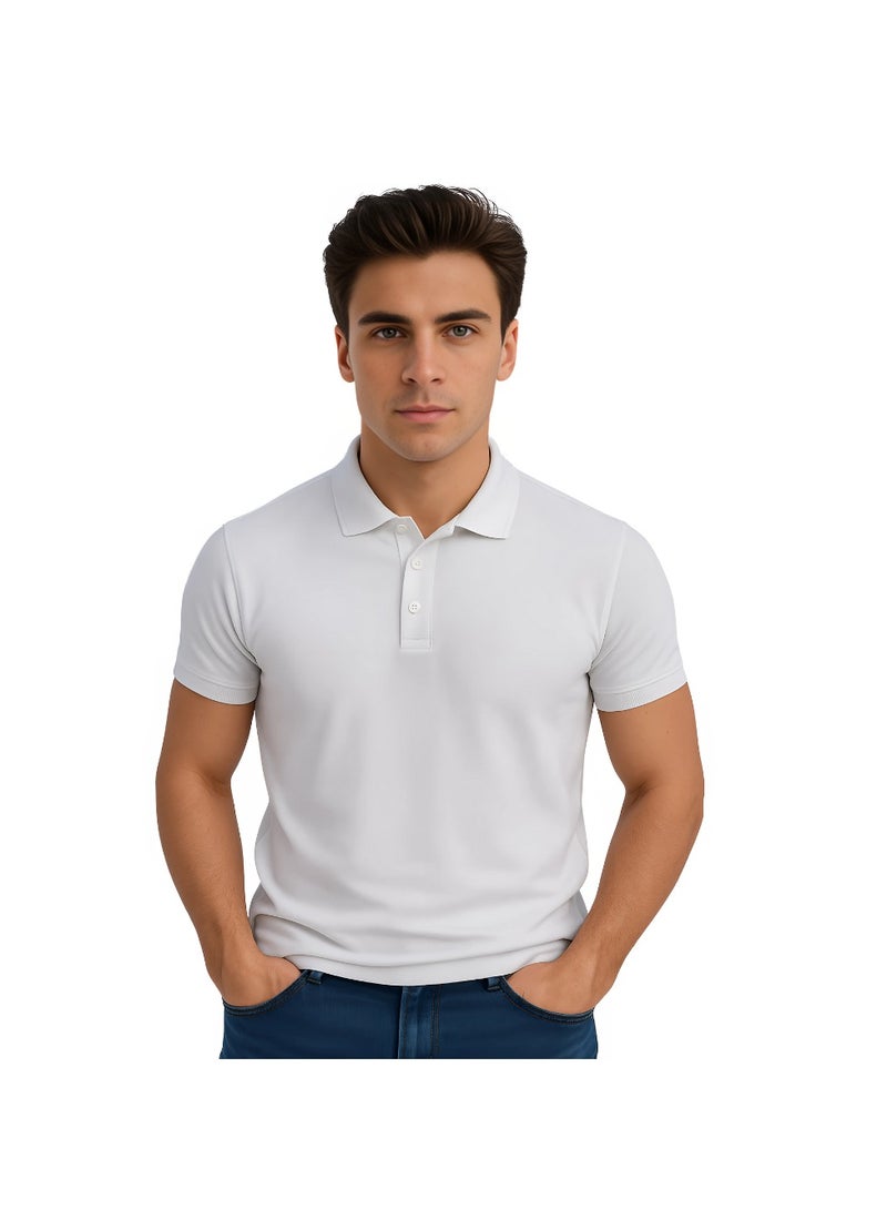 برينت شوب فور مي تيشيرت بولو أساسي للكبار من الجنسين بأكمام قصيرة 220 GSM أبيض - Image 1