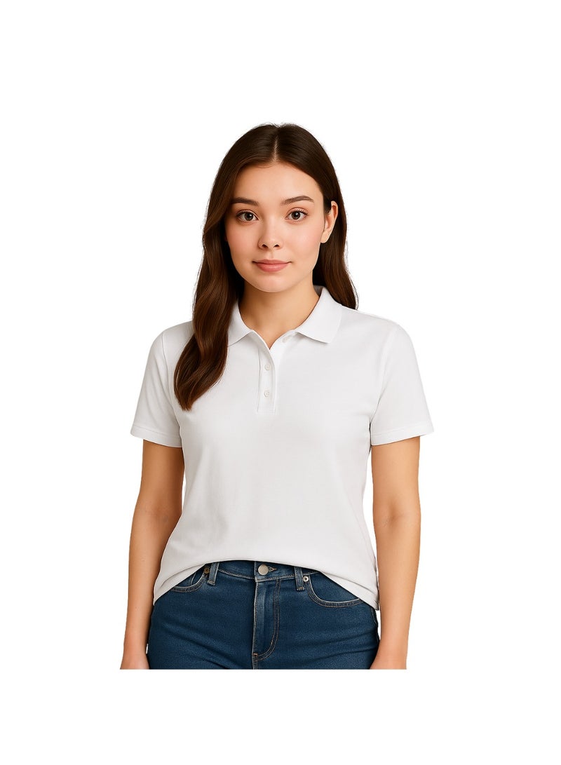 برينت شوب فور مي تيشيرت بولو أساسي للكبار من الجنسين بأكمام قصيرة 220 GSM أبيض - Image 2