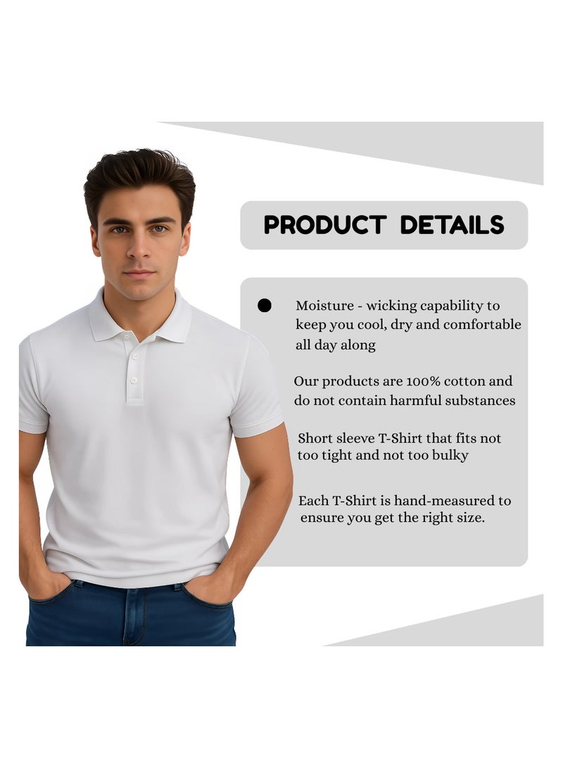 برينت شوب فور مي تيشيرت بولو أساسي للكبار من الجنسين بأكمام قصيرة 220 GSM أبيض - Image 4