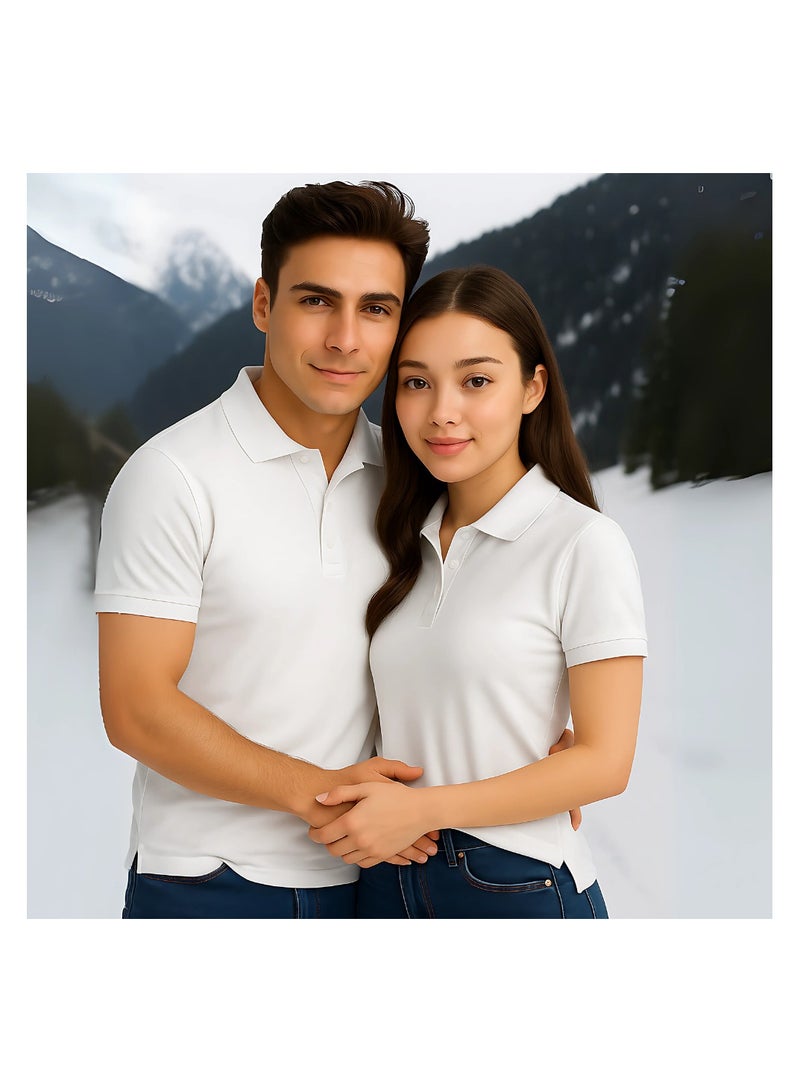 برينت شوب فور مي تيشيرت بولو أساسي للكبار من الجنسين بأكمام قصيرة 220 GSM أبيض - Image 3