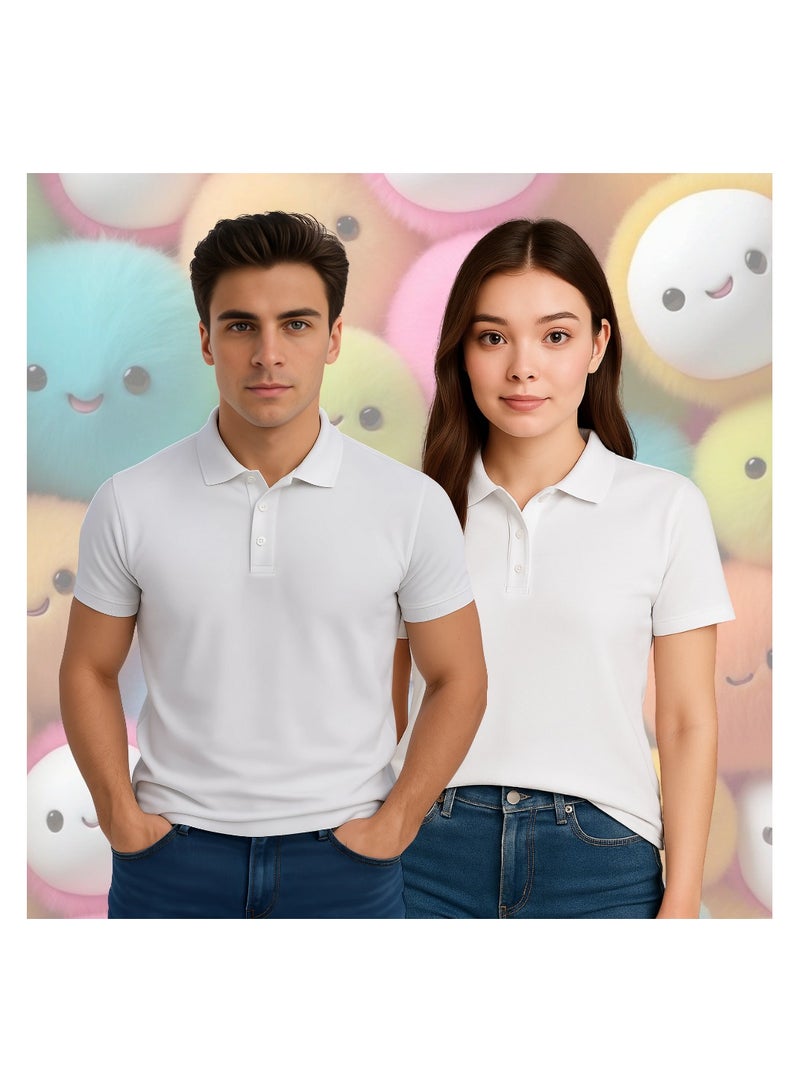 برينت شوب فور مي تيشيرت بولو أساسي للكبار من الجنسين بأكمام قصيرة 220 GSM أبيض - Image 5