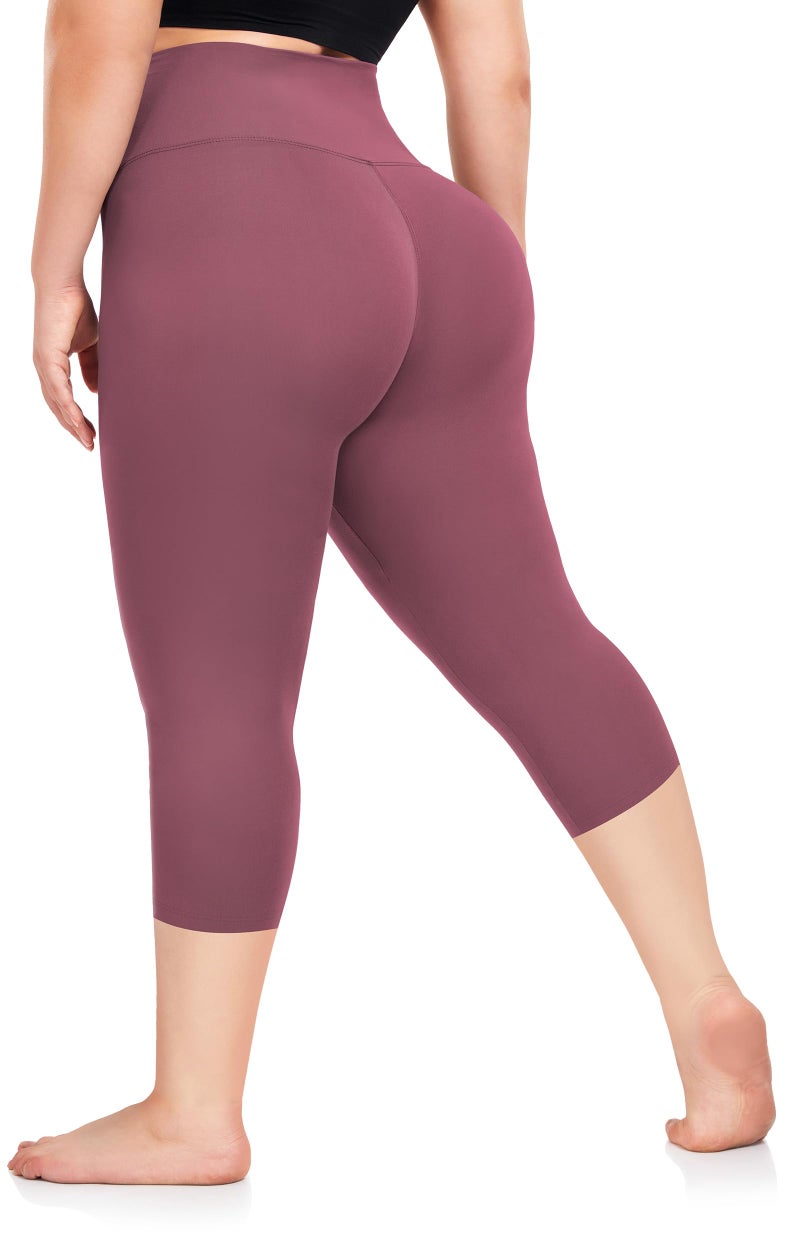 FULLSOFT Plus Size Capri Leggings for Women- XL-4XL High Waist Tummy Control Stretchy Workout Yoga Pants Plus Capris(Rosy Pink-Capri/XX-Large) - Image 1