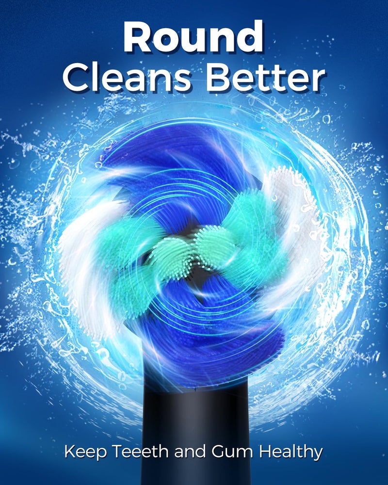 TEETHEORY Rotating Electric Toothbrush for Adults with 8 Brush Heads (2 Types), 4 Modes Deep Clean Electric Toothbrush with Rechargeable Power and 2 Min Smart Timer (1- Black, p1) - Image 2