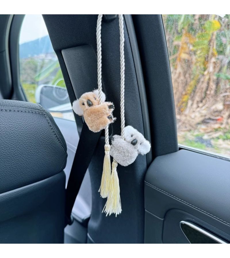 Gray Koala Car Pendant With Fringed Lanyard For Rearview Mirror Decoration - Image 5