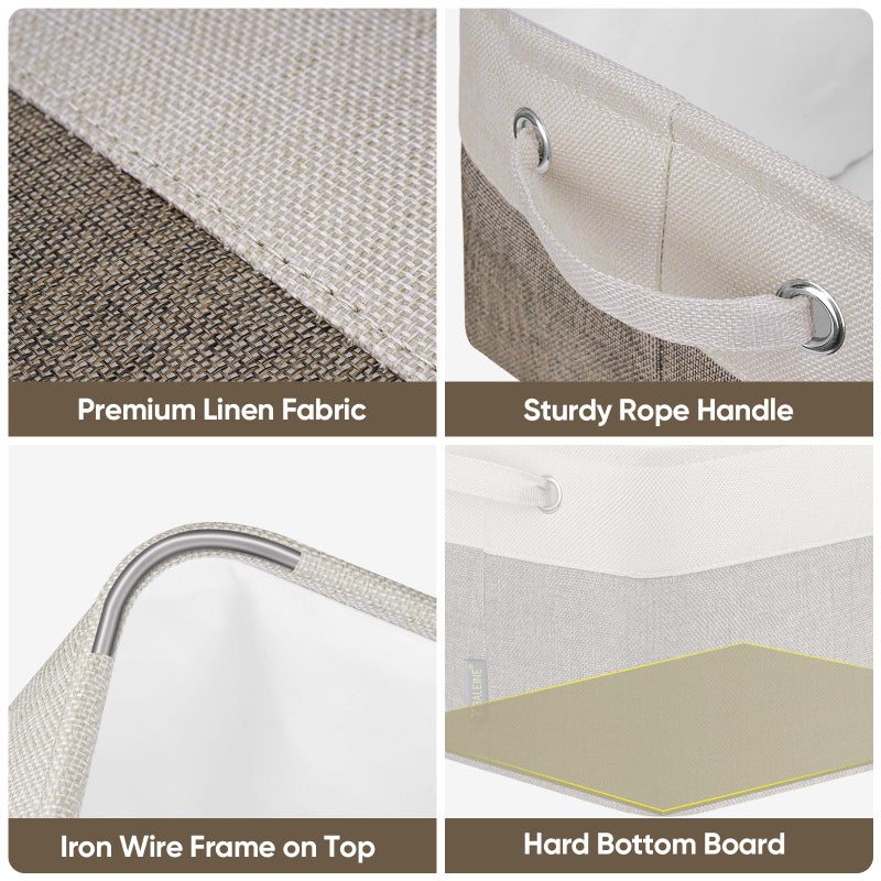 BALEINE 2 Pack Fabric Storage Bins for Shelves, Linen Storage Baskets for Organizing, Decorative Closet Bins for Clothes, Home (Brown, 12"x8"x8") - Image 5