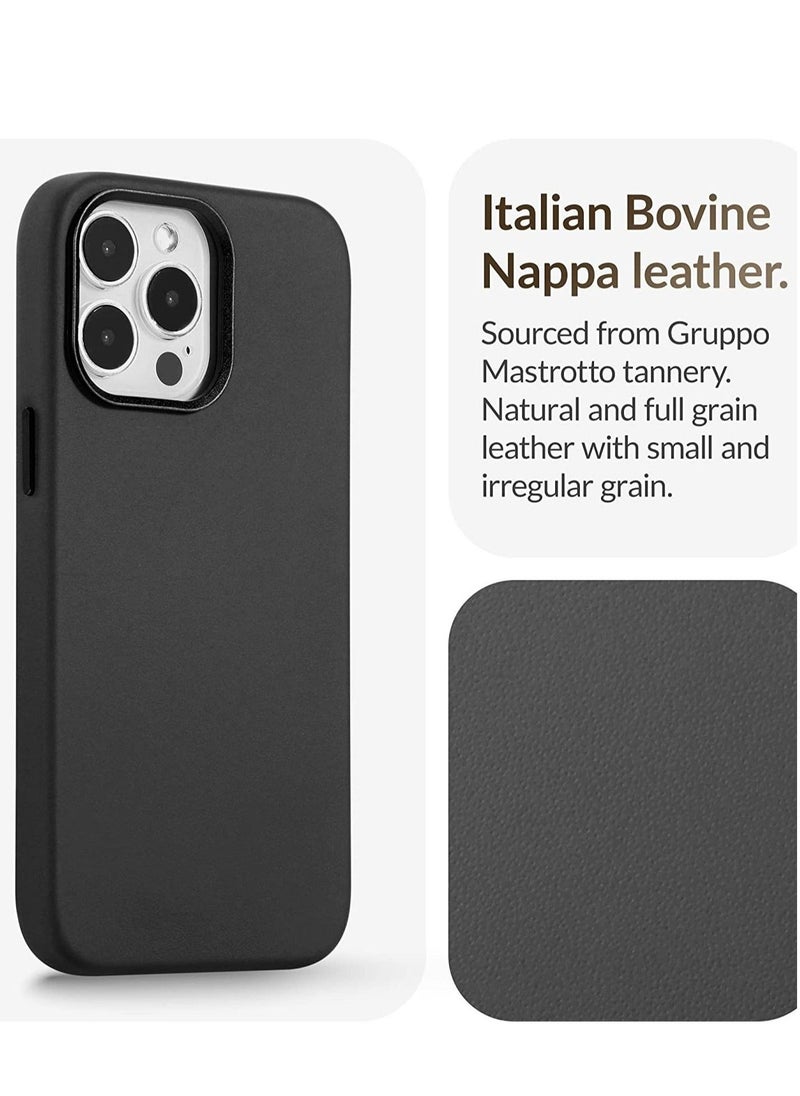 Raxoom (for iPhone 14 Pro Max) - European Nappa Leather Case - Smoothen and Soften Over Time - Compatible with Magsafe - Black - Image 3