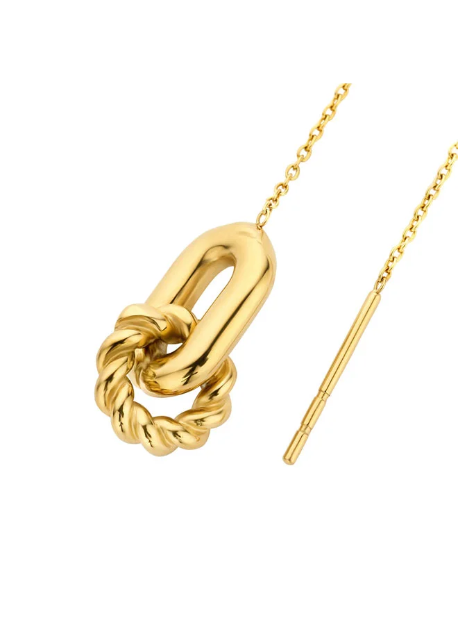 CERRUTI 1881 Iconic Cable Gold Plated Very Long Earrings For Women