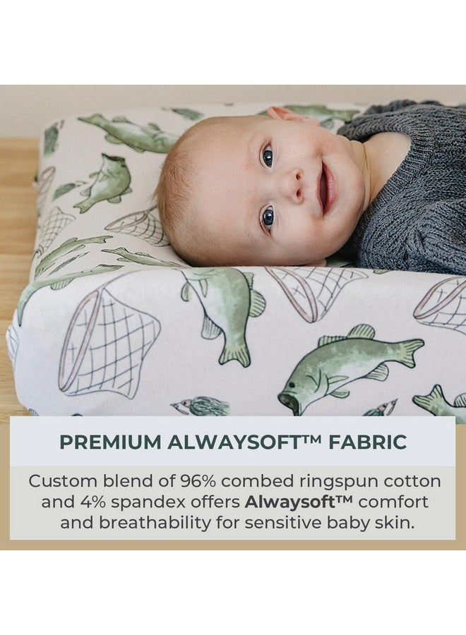Pobibaby - 2 Pack Premium Changing Pad Covers for Boys, Ultra-Soft Breathable Cotton Diaper Changing Table Covers - Neutral Nursery Changing Pad Sheets for Baby (Gone Fishing) - Image 2