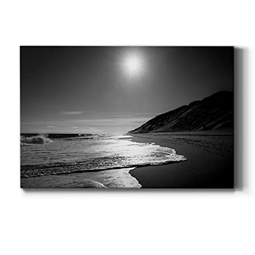 Renditions Gallery Black White Beach Painting Prints Wall Art Nature Landscape Picture Home Décor, Against the Dune,Ready to Hang, 12''x 8'', Made in America - Image 1