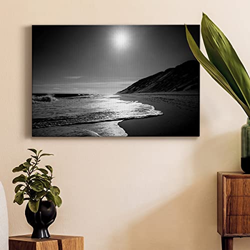 Renditions Gallery Black White Beach Painting Prints Wall Art Nature Landscape Picture Home Décor, Against the Dune,Ready to Hang, 12''x 8'', Made in America - Image 3