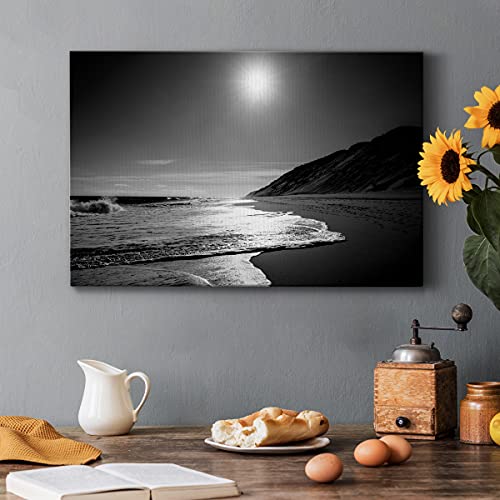 Renditions Gallery Black White Beach Painting Prints Wall Art Nature Landscape Picture Home Décor, Against the Dune,Ready to Hang, 12''x 8'', Made in America - Image 5