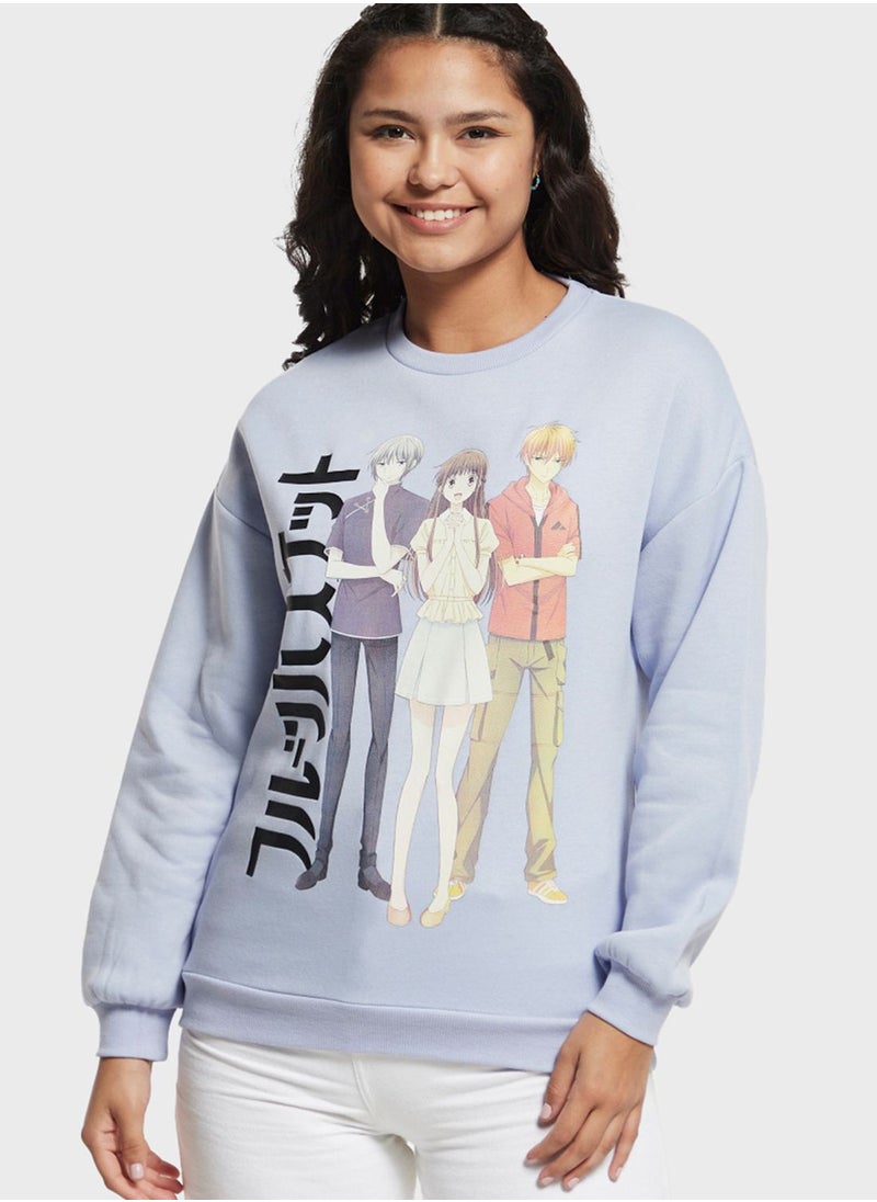 SP Characters - Fruits Basket Print Sweatshirt - Image 1