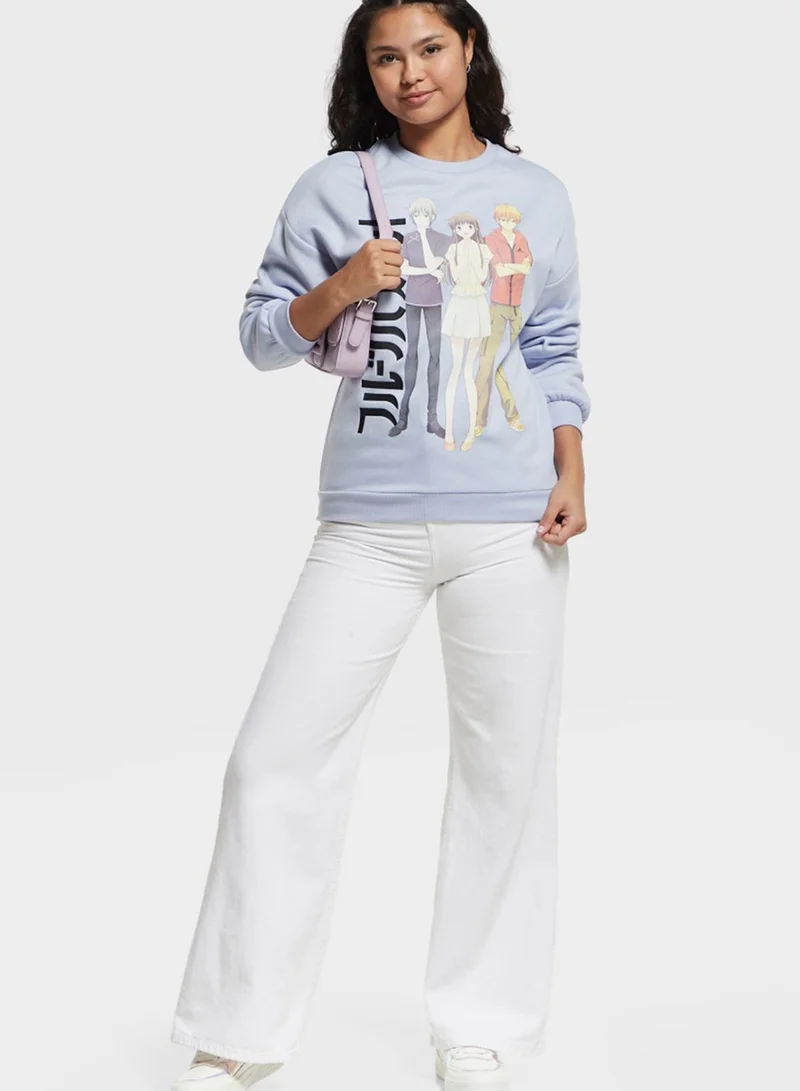 SP Characters Fruits Basket Print Sweatshirt