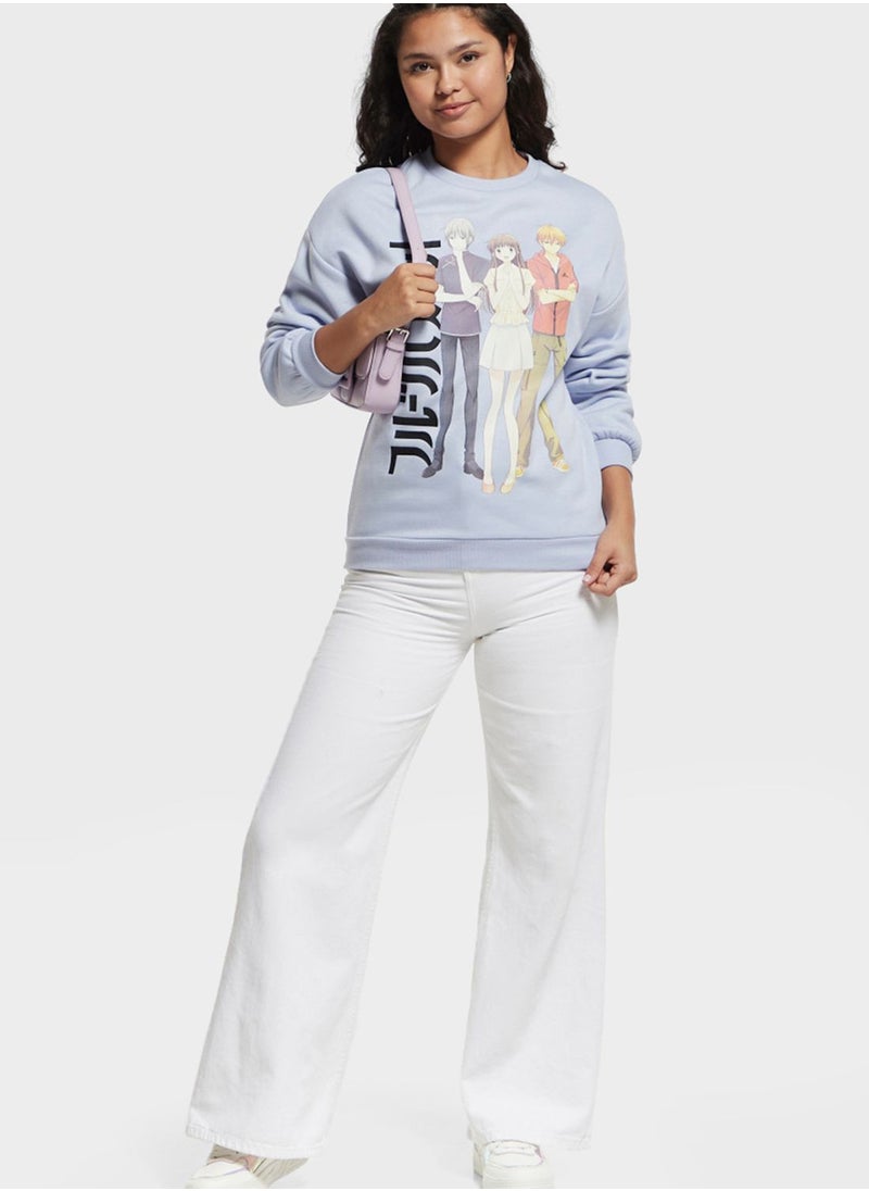 SP Characters - Fruits Basket Print Sweatshirt - Image 1