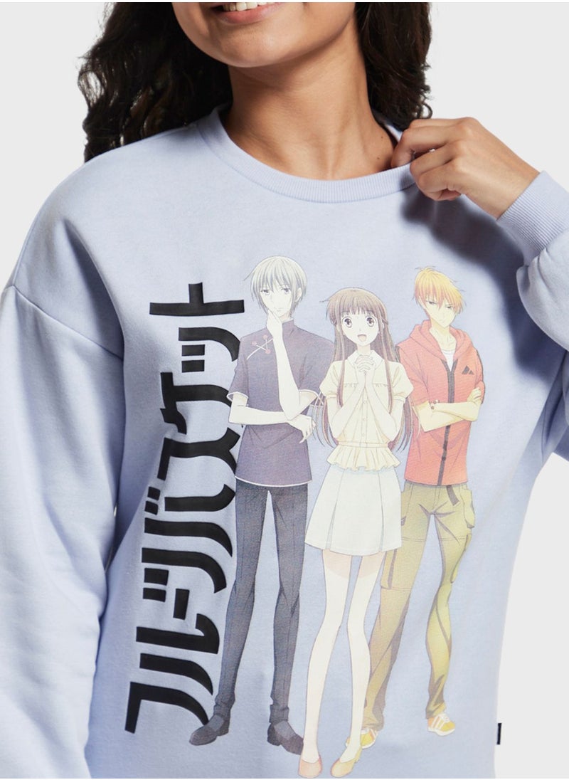SP Characters - Fruits Basket Print Sweatshirt - Image 1