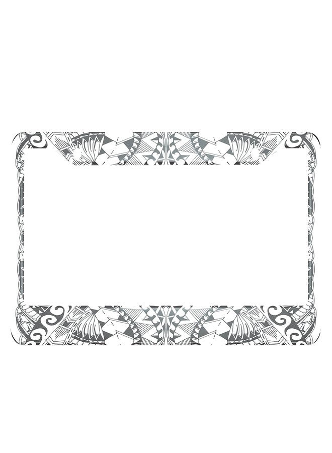 Swono Ethnic License Plate Frame Ethnic Samoa Maori Style Black and White License Plate Cover Aluminum Metal License Plate Holder Frame for Women Men Auto Decoration for US Car/Truck - Image 1