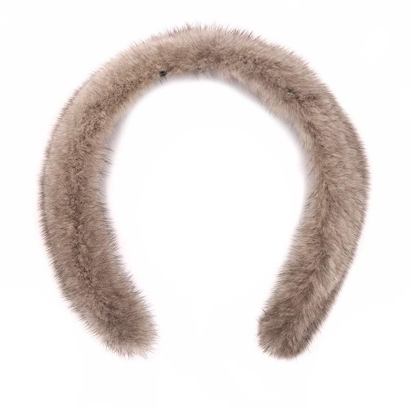 surell Gray Real Mink Fur Hairband For Women - Cute Fluffy Headbands for All Hair Types - Soft Comfortable Hairbands for Teens - (Gray) - Image 2