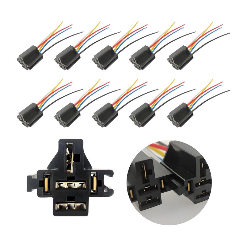AUTO OCCASION SPDT Relays Interlocking Relay Socket Harness Connect Wiring Pigtail Relays Clips 12V 10 Pack - Image 1