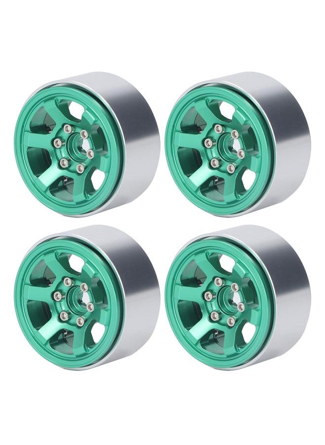 Thoraya 4PCS RC Wheel Hubs Set Aluminium Alloy CNC RC Wheel Rim Hubs for 1.9in Tire Tread Green  - Image 1