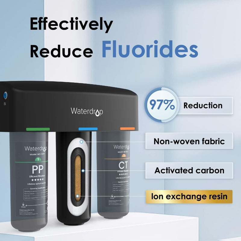 Waterdrop TSB 8 Layer Under Sink Water Filter, Reduces PFAS, PFOA/PFOS, Fluoride, Chlorine, Bad Taste & Odor, with Dedicated Faucet, NSF/ANSI 42 Certified Element, Under Sink Water Filtration System - Image 4