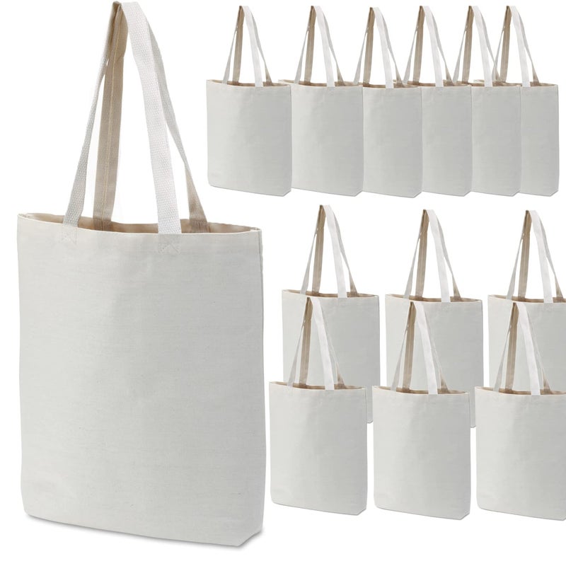 GiftExpress GiftExpress Pack of 26 Canvas Tote Bag Bulk, Cotton Totes for Embroidery, Crafting , DIY Projects, Bridesmaids Totes, Reusable Grocery Shopping Bags, 13 x 11 Inch(26 Pack)  - Image 1