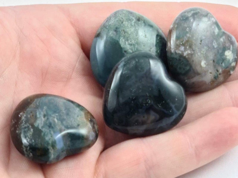 REBUY Natural Moss Agate Tumble Heart Shape Stone Raw Rough Stones for Reiki Healing and Crystal Healing Tumbled Stones by REBUY - Image 2