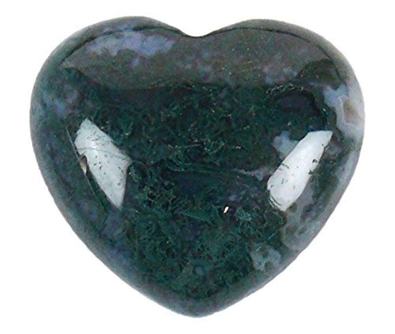 REBUY Natural Moss Agate Tumble Heart Shape Stone Raw Rough Stones for Reiki Healing and Crystal Healing Tumbled Stones by REBUY - Image 1