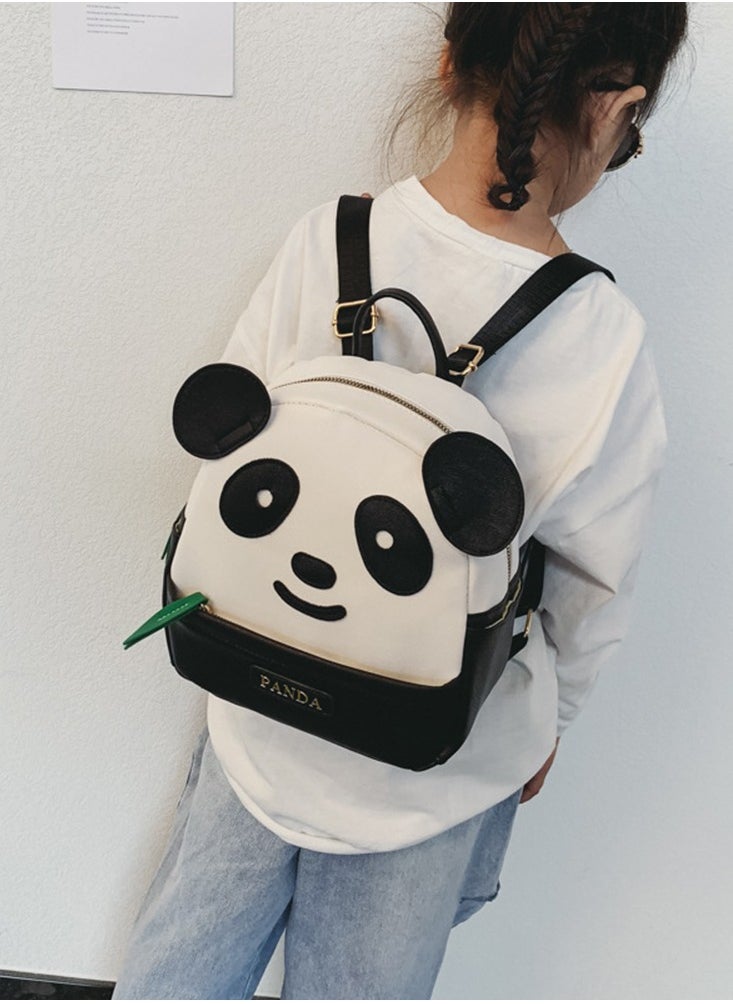 SYOSI Panda Pattern Backpack Lovely for Women Girls Pu Leather Small Casual Shoulder Daypack Bag Travel Gift School Bag for Women Girls Students  - Image 2