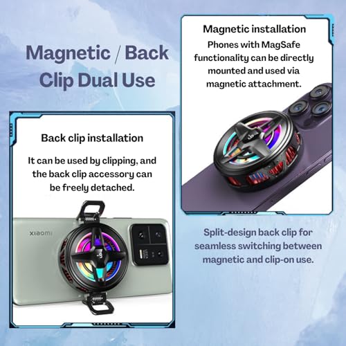 Flavizo Mobile Cooling Fan for Gaming with Clip – Magnetic Phone Cooler with 4-Level Modes and LCD Display, High-Performance Mobile Cooler for Gaming, Compact Cooling Fan for Mobile Devices - Image 5