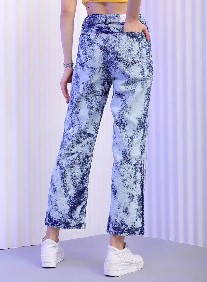 مرفوعة Women Wide Leg Solid High-Rise Jeans