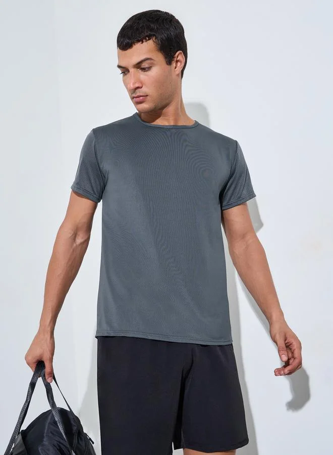ستايلي اكتيف Men Grey Regular Fit Activewear T-Shirt