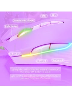 onikuma RGB 6400 DPI Wired Gaming Mouse Breathing LED Optical USB 7 Buttons Gamer Computer Pink Mice for Laptop PC Desktop  - Image 4