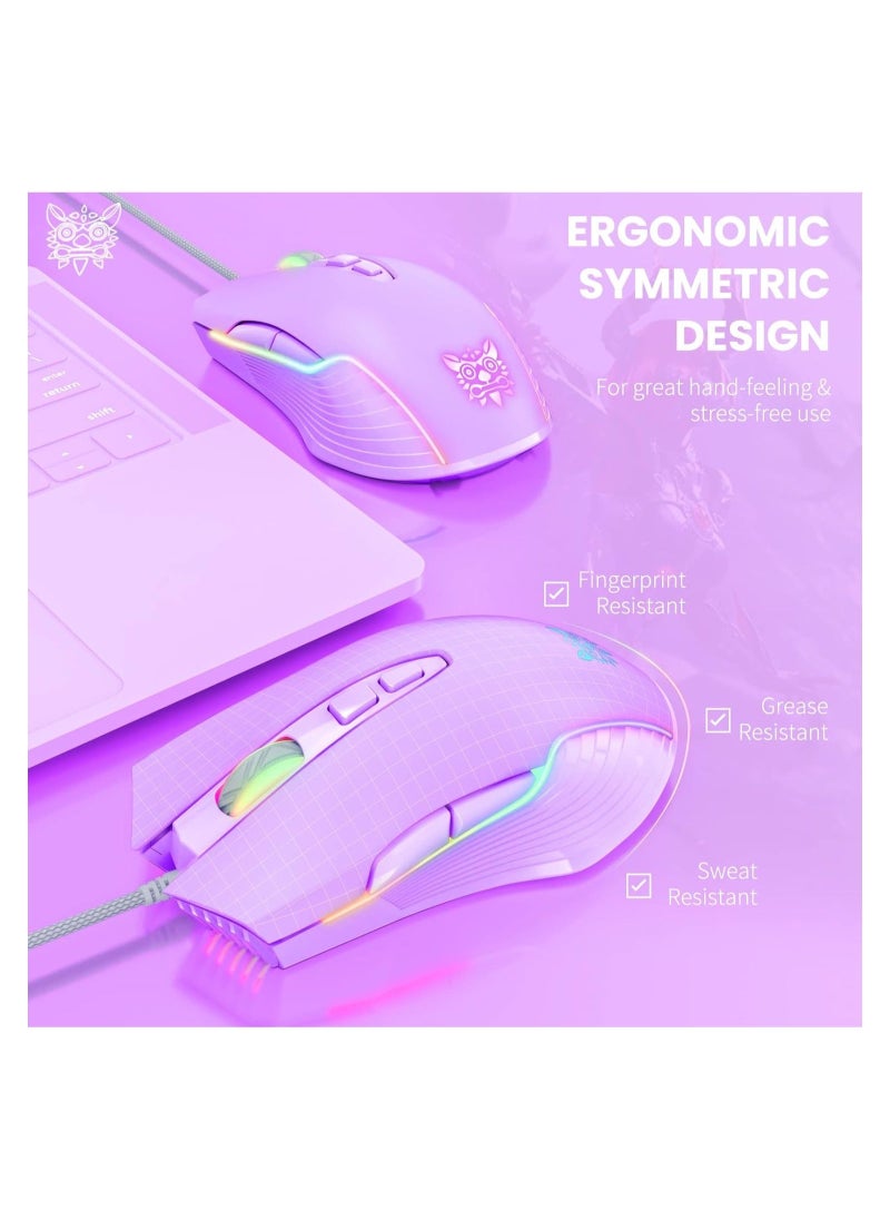 RGB 6400 DPI سلكية للألعاب فأرة تنفس الصمام البصرية USB 7 أزرار اللاعب الكمبيوتر الوردي الفئران للكمبيوتر المحمول سطح المكتب