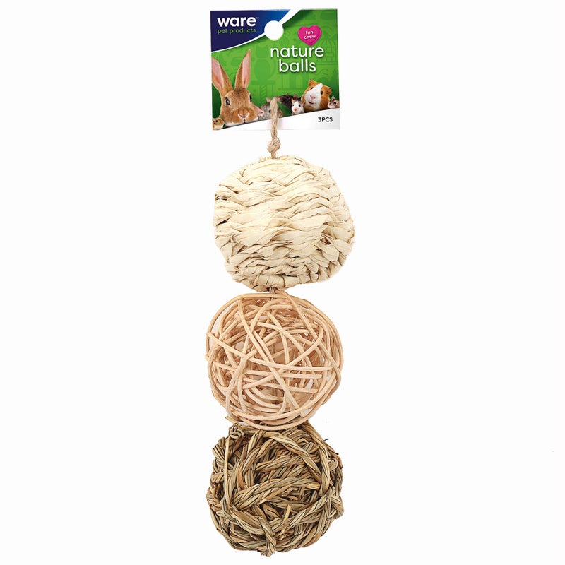 Ware Manufacturing Small Pet Nature Chew Balls Value Pack with Bell Pack of 3 - Image 2