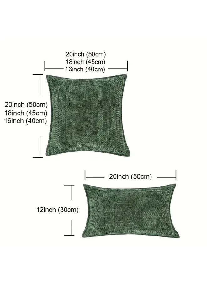 Vintage Chenille Pillow Covers 45x45cm Pink Set Of 4 With Zipper Machine Washable For Sofa Bedroom - Image 3