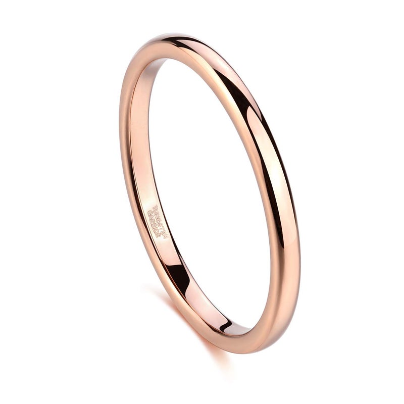 Greenpod 2mm Thin Tungsten Wedding Bands for Women Rose Gold Plated Domed Slim Engagement Promise Ring Comfort Fit Size 10 - Image 1