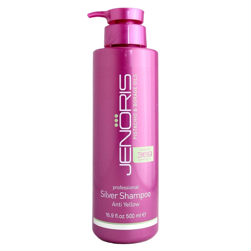 Jenoris Silver Shampoo 169 Floz Professional Haircare Products Purple Shampoo Healing Formula Prevents Discoloring for Blonde Grey or Lightened Hair Sulfate Free  Pistachio Oil Infused